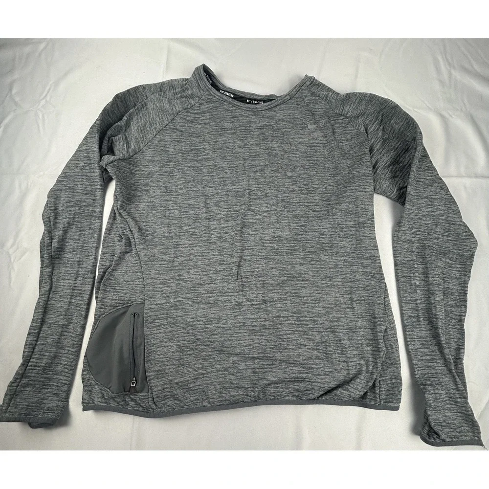 NEW Nike Thermal‎ Long Sleeve Dri Fit Crewneck Running Shirt Grey Womens XL